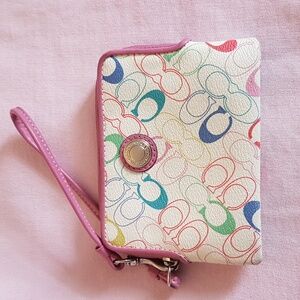 Coach White Multicolor Pattern Wristlet